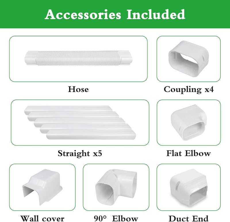 MOOITEK مجموعة غطاء خط PVC بطول 10 أقدام 3 بوصات لمكيفات الهواء المنفصلة، غطاء PVC رفيع زخرفي لأنظمة التكييف المركزي ومضخات الحرارة، غطاء أنابيب أبيض - Image 2
